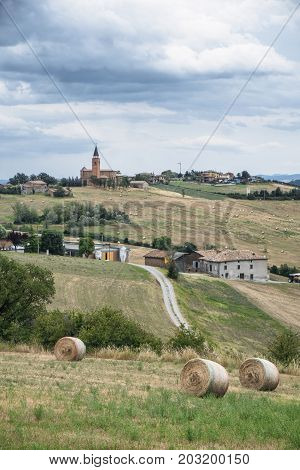 Summer landscape along the road from Serramazzoni to Marano sul Panaro (Modena Emilia Romagna Italy) at summer