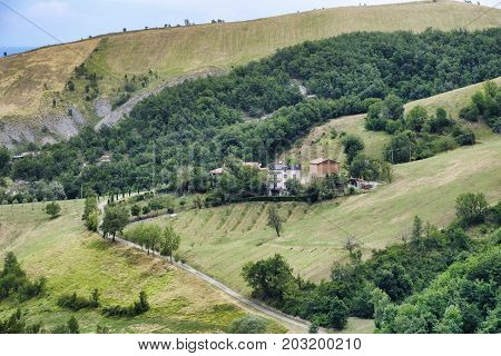 Summer landscape along the road from Maranello to Serramazzoni (Modena Emilia Romagna Italy) at summer