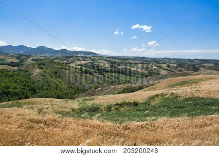 Summer landscape near Rivalta di Lesignano de Bagni (Parma Emilia-Romagna Italy) with the typical rocky inlets