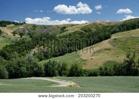 Summer landscape near Rivalta di Lesignano de Bagni (Parma Emilia-Romagna Italy) with the typical rocky inlets