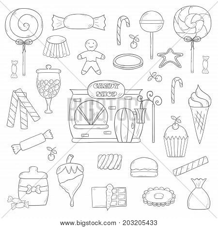Vector Hand Drawn Candy Chop Icons
