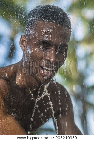 The Black Guy In The Shower In Nature