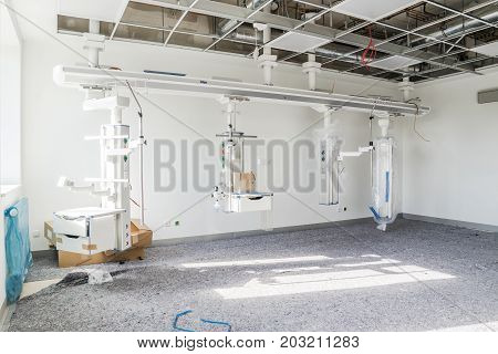 DUESSELDORF , GERMANY - SEPTEMBER 04 2017 : The construction site of the intensive care unit is progressing
