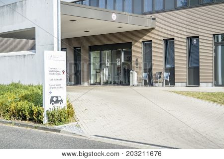 DUESSELDORF , GERMANY - SEPTEMBER 04 2017 : The new buildings of the Florence Nightingale hospital will be finished end of 2017