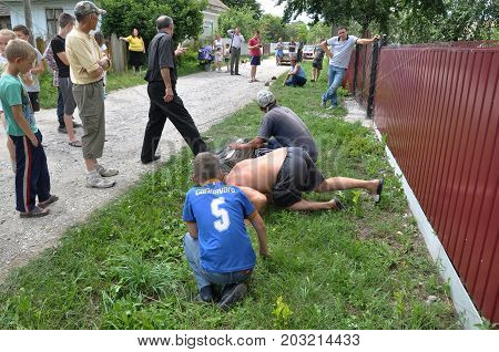 Shmankivchyky - Ukraine - 29 June 2016. The villagers caught an unknown animal which is popularly called Chupacabra. This beast killed many people in rabbits and poultry.