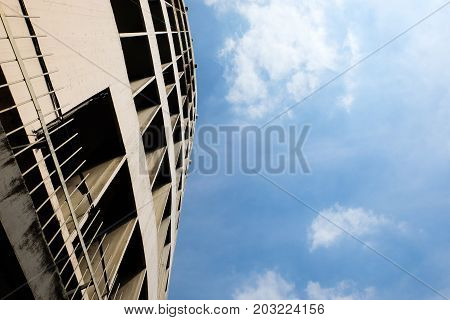 Skyscraper building and blue sky with cloud in Bangkok.