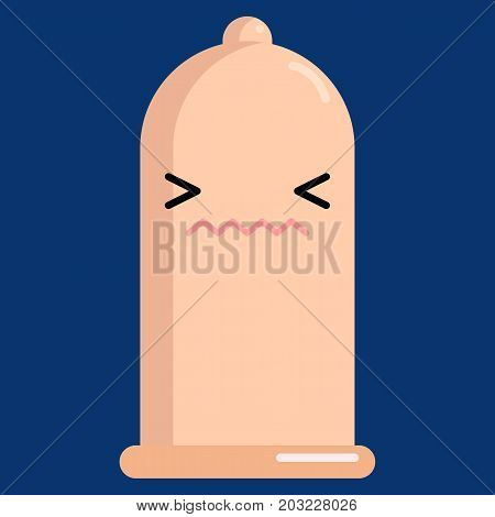 Confounded face condom emoji vector illustration. Flat style design. Colorful graphics