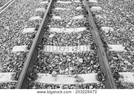Stone On The Rail Way On The Morning With Copy Space