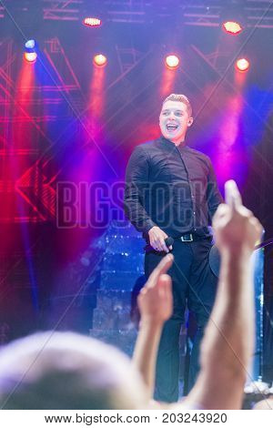 Minsk Belarus-August 12 2017: World Famous British Pop-Singer John Newman Performing at A-Fest Music Festival on August 12 2017 in Minsk Republic of Belarus.
