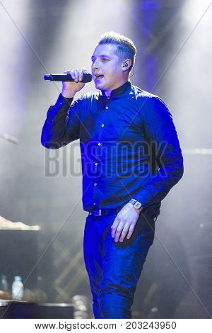 Minsk Belarus-August 12 2017: World Famous British Pop-Singer John Newman Performing at A-Fest Music Festival on August 12 2017 in Minsk Republic of Belarus.