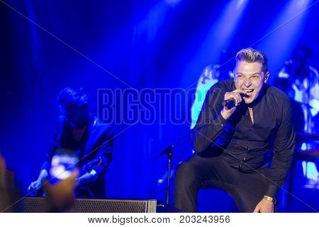 Minsk Belarus-August 12 2017: World Famous British Pop-Singer John Newman Performing at A-Fest Music Festival on August 12 2017 in Minsk Republic of Belarus.