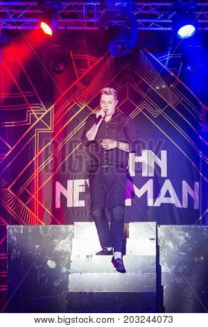 Minsk Belarus-August 12 2017: World Famous British Pop-Singer John Newman Performing at A-Fest Music Festival on August 12 2017 in Minsk Republic of Belarus.
