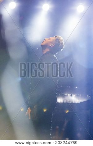 Minsk Belarus-August 12 2017: World Famous British Pop-Singer John Newman Performing at A-Fest Music Festival on August 12 2017 in Minsk Republic of Belarus.