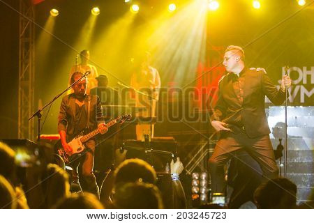 Minsk Belarus-August 12 2017: World Famous British Pop-Singer John Newman Performing at A-Fest Music Festival on August 12 2017 in Minsk Republic of Belarus.