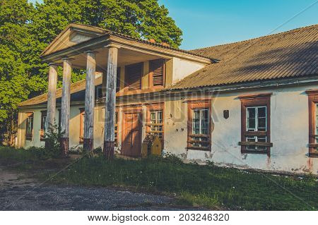 Old Administrative House In Polish Style In The Village Of Vidzy, Vitebsk Region