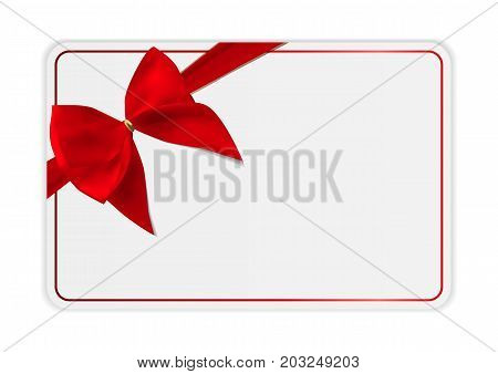 Blank Gift Card Template with Bow and Ribbon. Vector Illustration for Your Business EPS10