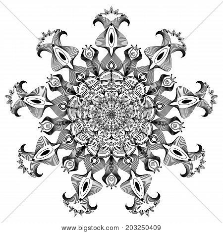 Lace pattern by black lines with Vintage decorative elements. Oriental pattern vector illustration. motifs. For coloring book page