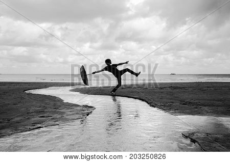 Silly Walks On A Wet Beach