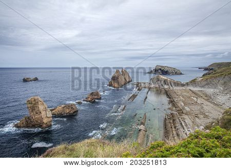 Cantabria Costa Quebrada amazing rock formations along the coastline