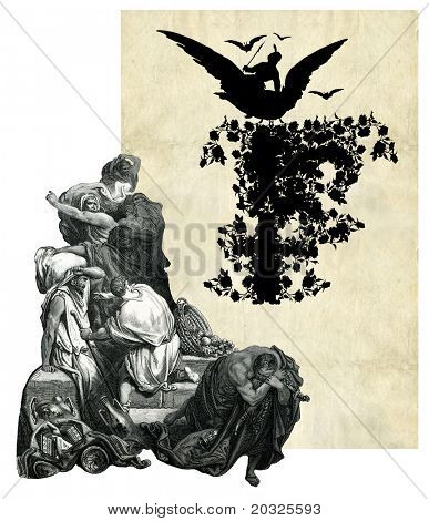 Victorian alkukirjain F pöllö ja pelottaa ihmisiä.