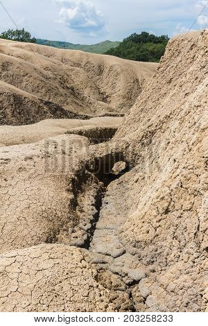 Landscape of mud volcanoes at Berca in Romania.