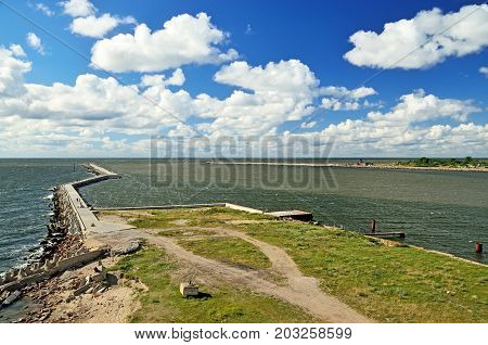 South pier protective coastal fortification. Baltiysk Kaliningrad oblast Russia