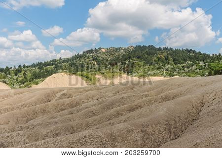 Landscape of mud volcanoes at Berca in Romania.