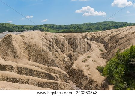 Landscape of mud volcanoes at Berca in Romania.