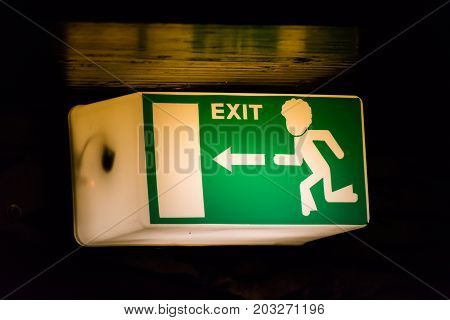 Emergency Exit Sign In 70s 80s Style