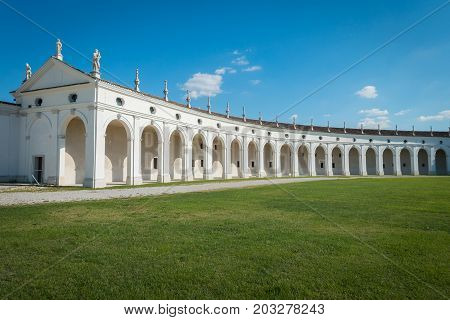 Side arcade of Villa Manin palace near Udine Friuli Italy