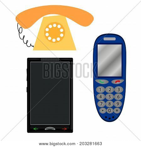 Set of phones .Phone Mobile . Phone touch . Vector illustration