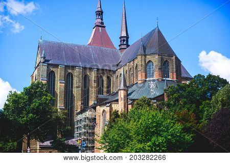 View Of Rostock City Old Town Market Square With Town Hall, Historical Center, Germany