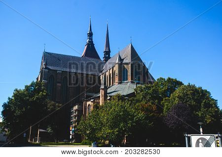 View Of Rostock City Old Town Market Square With Town Hall, Historical Center, Germany