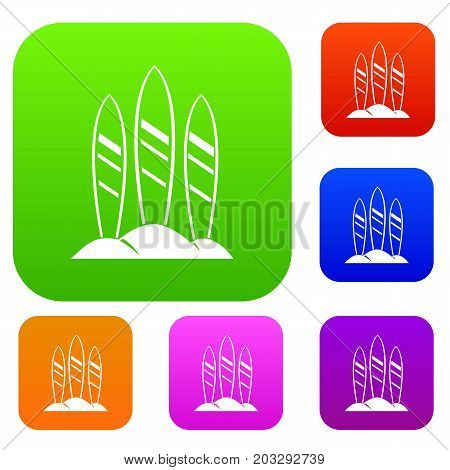 Serfing board set icon in different colors isolated vector illustration. Premium collection