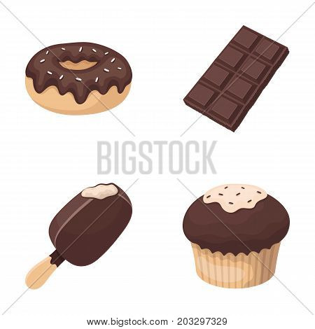Donut with chocolate, zskimo, shokolpada tile, biscuit.Chocolate desserts set collection icons in cartoon style vector symbol stock illustration .
