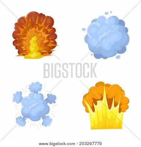 Flame, sparks, hydrogen fragments, atomic or gas explosion. Explosions set collection icons in cartoon style vector symbol stock illustration .