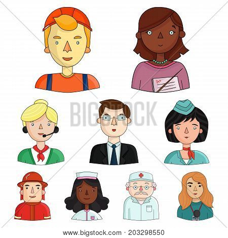 People of different profession set icons in cartoon design. Big collection of people of different profession vector symbol stock illustration