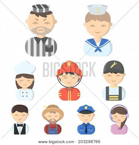 Profession set icons in cartoon style. Big collection of profession vector symbol stock