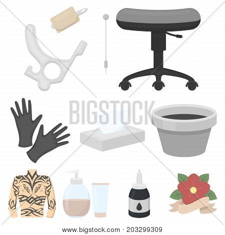 Tattoo studio set icons in cartoon style. Big collection of tattoo studio vector symbol stock