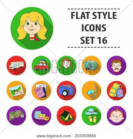 Family holiday set icons in flat design. Big collection of family holiday vector symbol stock illustration