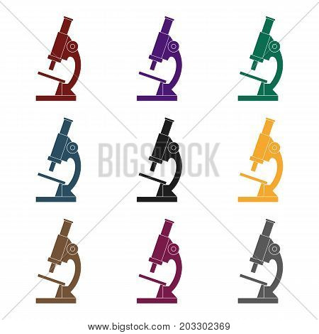 Microscope.Medicine single icon in black style vector symbol stock illustration .