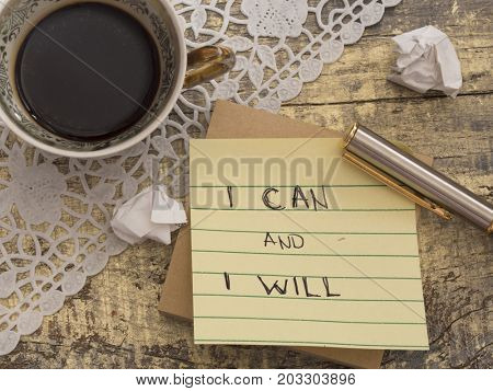 cup of coffee with motivation quote 
