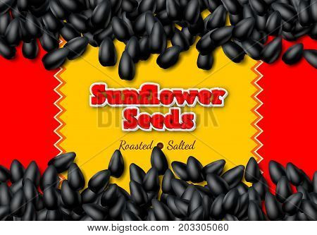 Sunflower seeds background with heap of scattered black grains