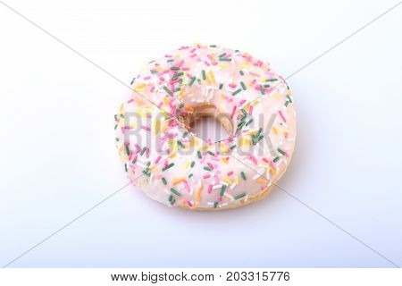 Homemade Traditional polish sweets doughnuts isolated on white background