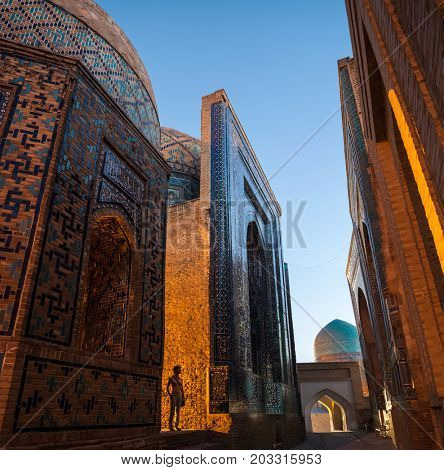 Ancient complex of buildings of Shakh i Zinda in the city of Samarkand, Uzbekistan