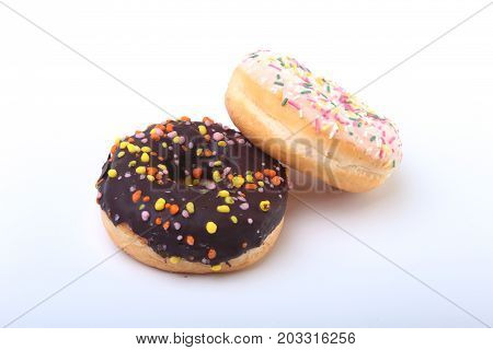 Homemade Traditional polish sweets doughnuts isolated on white background