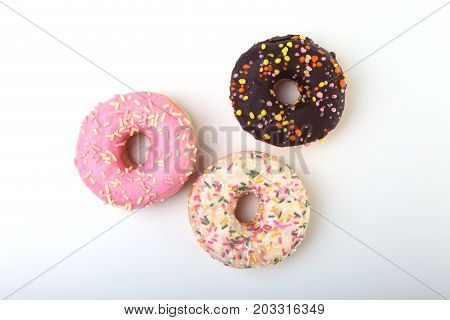 Homemade Traditional polish sweets doughnuts isolated on white background