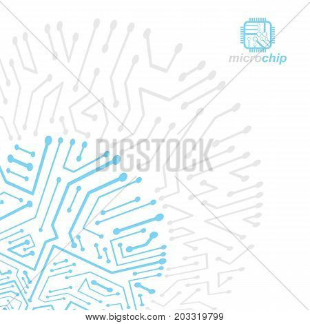 Futuristic cybernetic scheme vector motherboard illustration. Digital element circuit board. Technology innovation abstract background