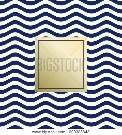 Marine background. Wave pattern. Gold vector illustration.