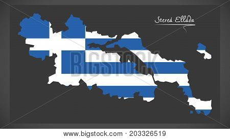 Sterea Ellada Map Of Greece With Greek National Flag Illustration